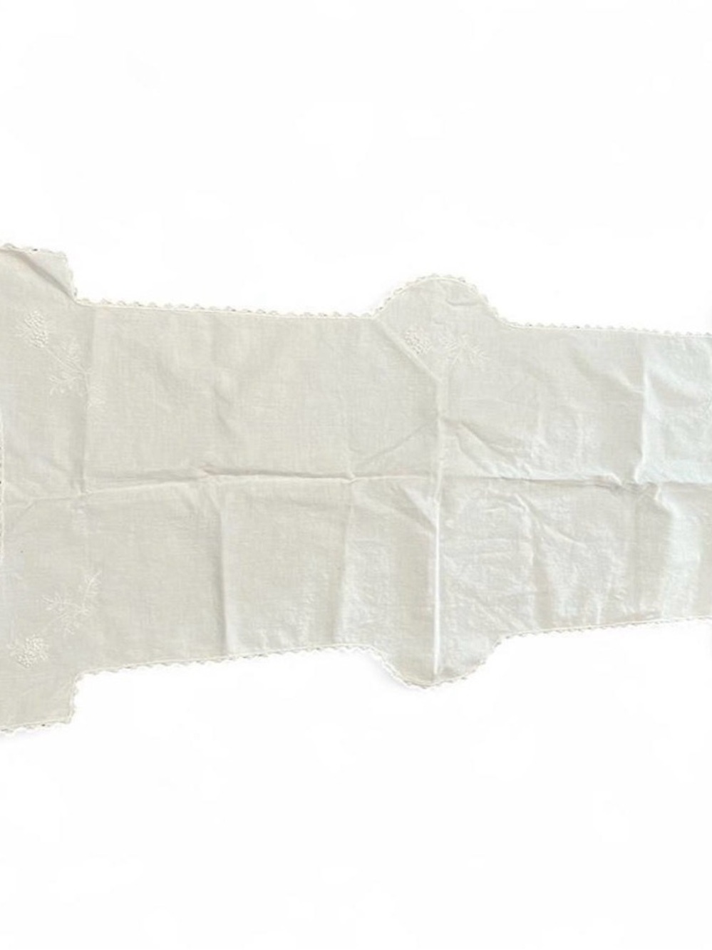 Embroidered Linen Table Runner in Soft White